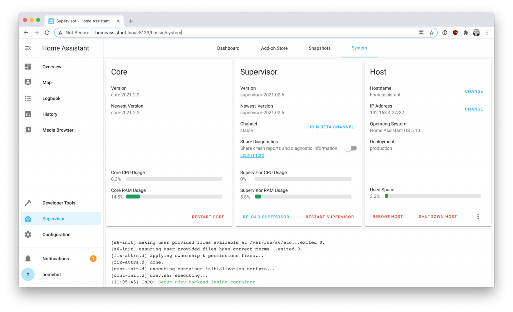 Home Assistant up and running