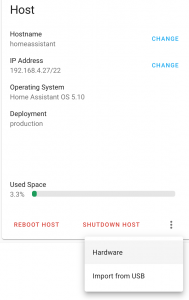 Menu to access Hardware