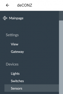 Phoscon Gateway Menu